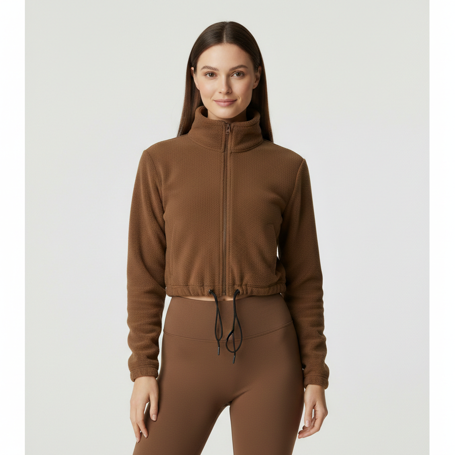 New Autumn Winter Clothes Warm High Waist Casual Sports Yoga Coat Fleece Fitness Short Jacket Slim Lady Zip Up Sweatshirt Women