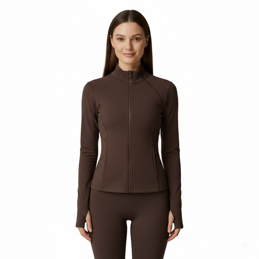 Yoga sport wear spandex full Zip Long Sleeve yoga jacket with Thumb Hole without hood Women Coat