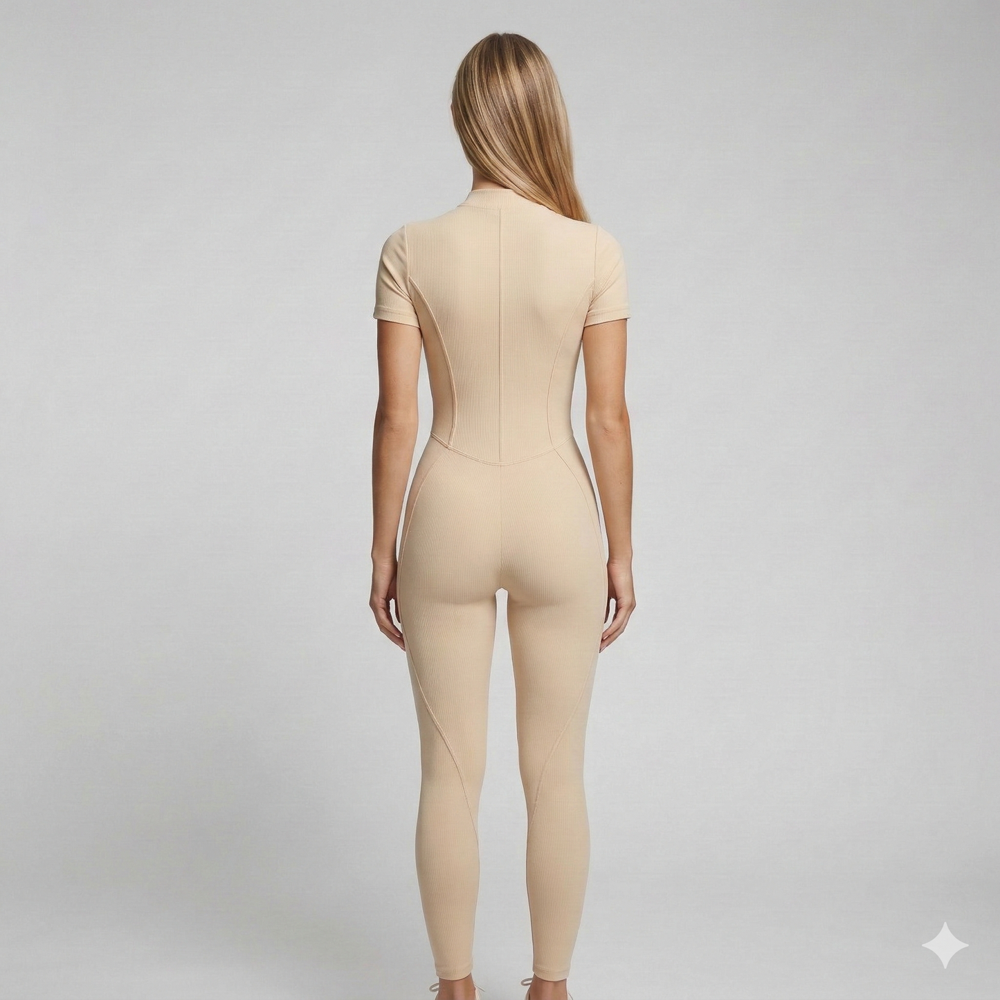 Women's Backless Hip Lift Yoga Jumpsuit Sports Fitness Removable Padding Zipper Leggings One-Piece Running Workout Gym Jumpsuit