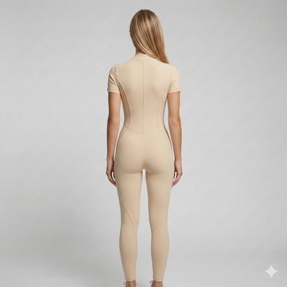 Women's Backless Hip Lift Yoga Jumpsuit Sports Fitness Removable Padding Zipper Leggings One-Piece Running Workout Gym Jumpsuit