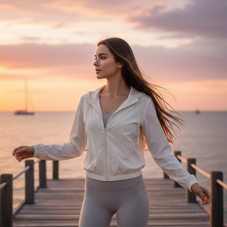 Women's Hooded Running Jacket Cycling Coat Yoga Jogging Shirt Tights Outdoor Sports Gym Clothing Running Wear Sportswear