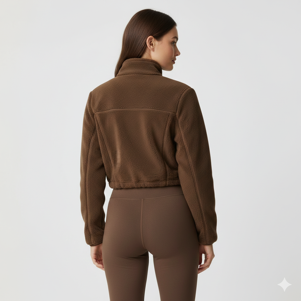New Autumn Winter Clothes Warm High Waist Casual Sports Yoga Coat Fleece Fitness Short Jacket Slim Lady Zip Up Sweatshirt Women