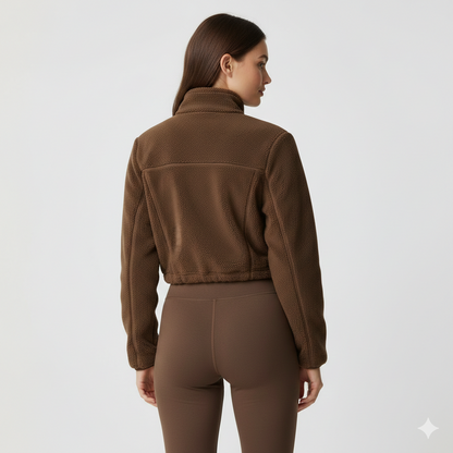New Autumn Winter Clothes Warm High Waist Casual Sports Yoga Coat Fleece Fitness Short Jacket Slim Lady Zip Up Sweatshirt Women