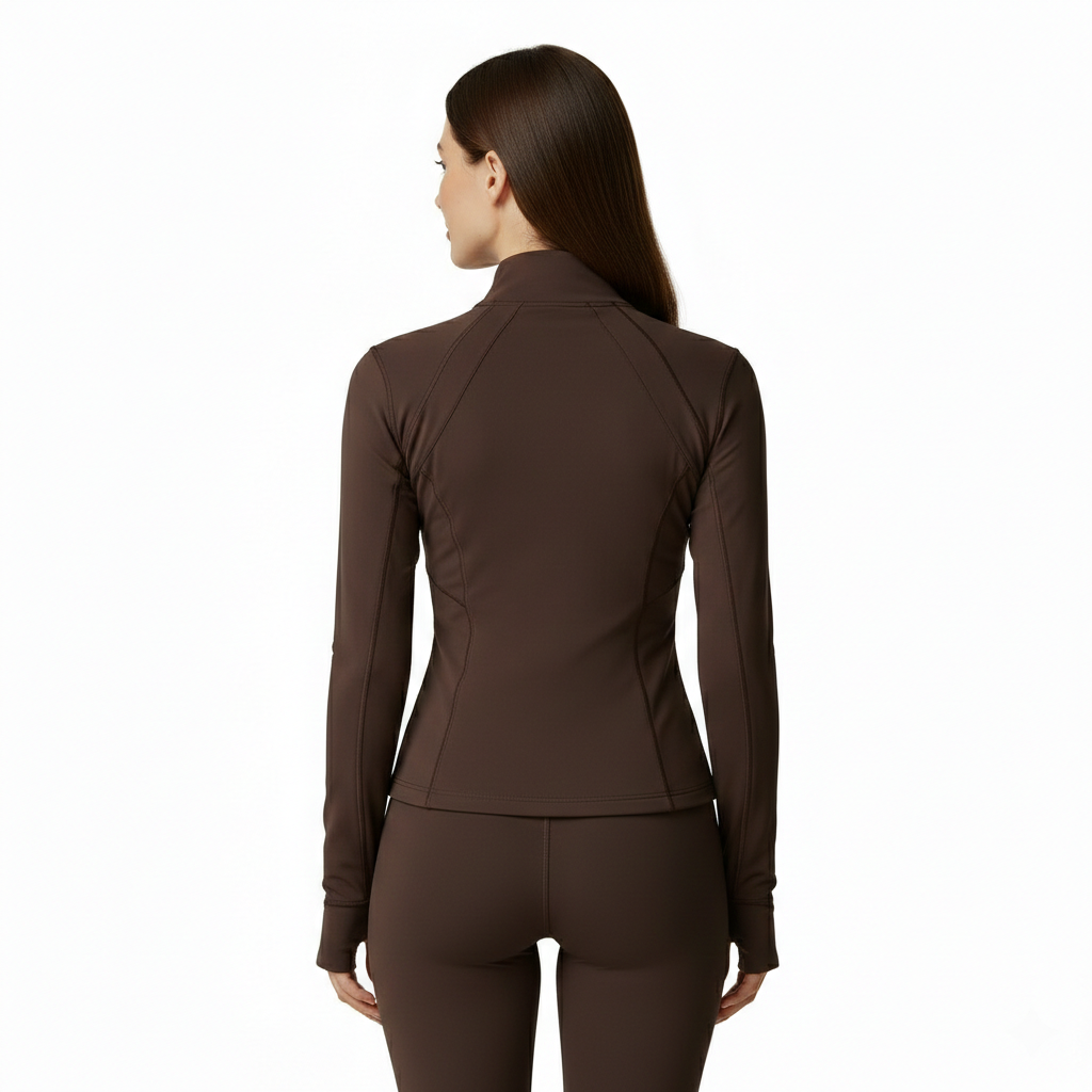 Yoga sport wear spandex full Zip Long Sleeve yoga jacket with Thumb Hole without hood Women Coat