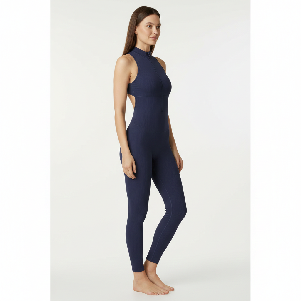 V Back One-piece Suit Women Sports Jumpsuit  Zippers Yoga Rompers Backless Sportswear Women Sleeveles Workout Bodysuits Female