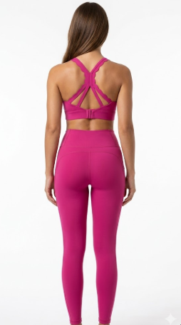 Women Solid Color Gym Suit Two Pieces Fitness Yoga Set Super Streth Slim Fit Running Sportswear Breathable Workout Clothes