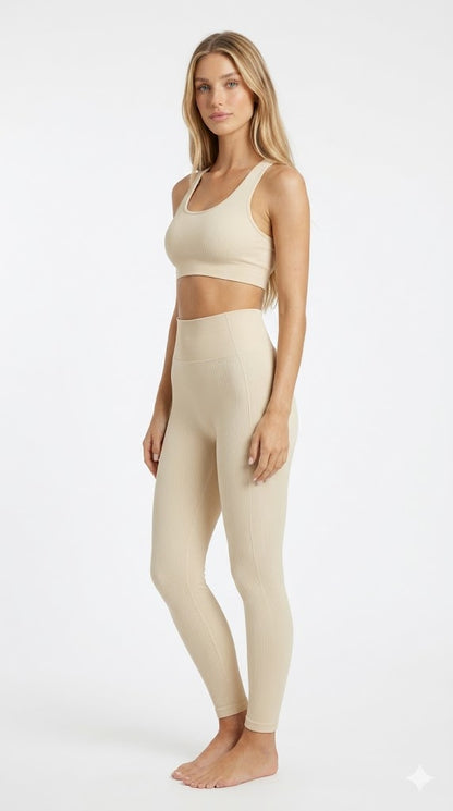 Ribbed Yoga Pants High Waisted Gym Leggings Sport Women Fitness Seamless Female Legging Tummy Control Running Training Tights